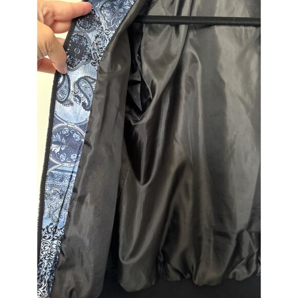 VTG 90s 100% Silk Bomber Jacket Women’s Sz Large Light Blue Allison Taylor - Picture 11 of 11